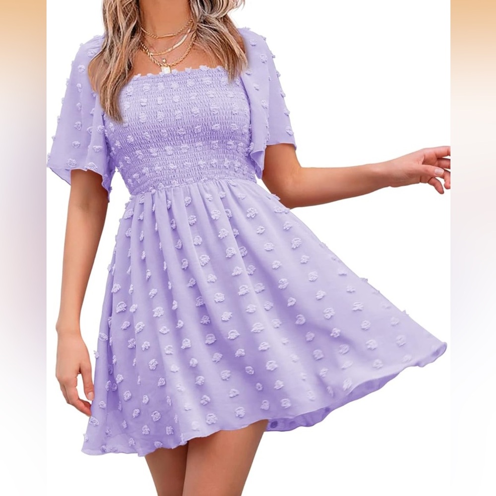 Elegant Lavender Smocked Mini Dress